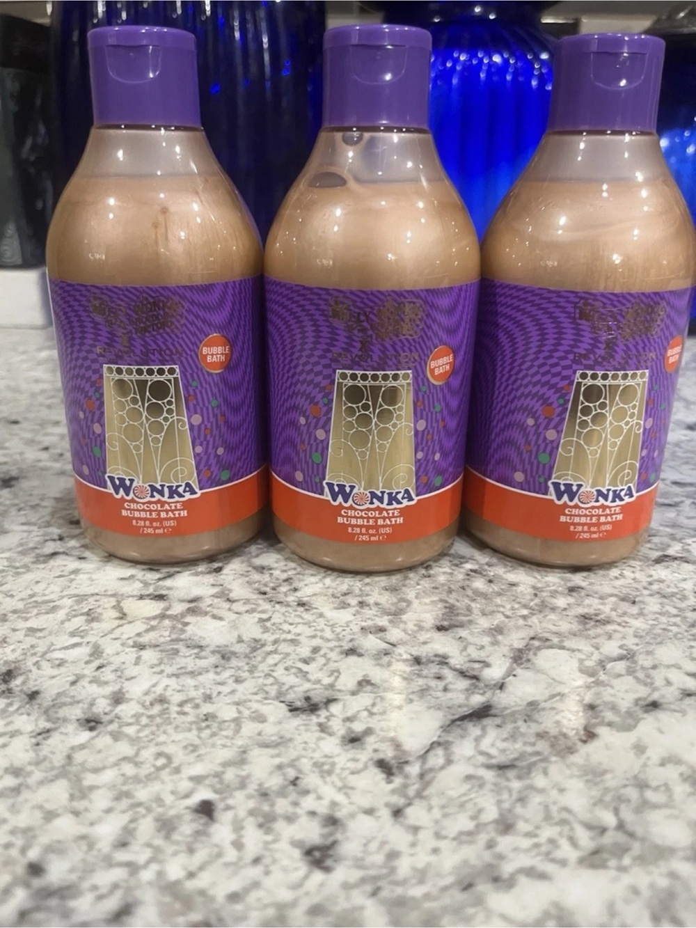 Revolution Chocolate Bubble Bath - Purple & Brown chocolate scented set of 3